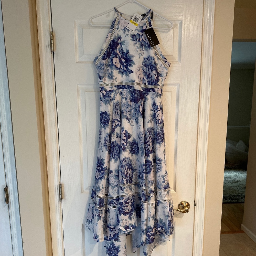 NWT Floral Blue Midi Dress- M